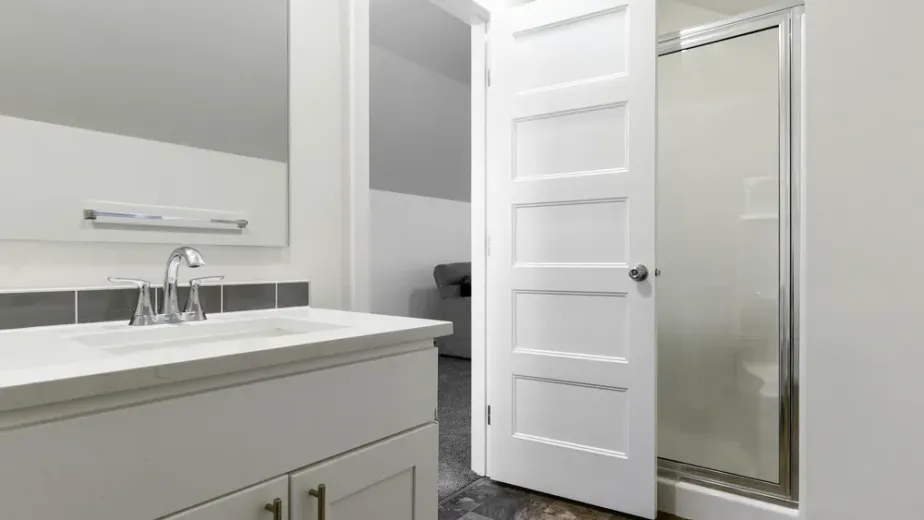 Bathroom remodel permit plans beside plumbing, electrical and tile installation work