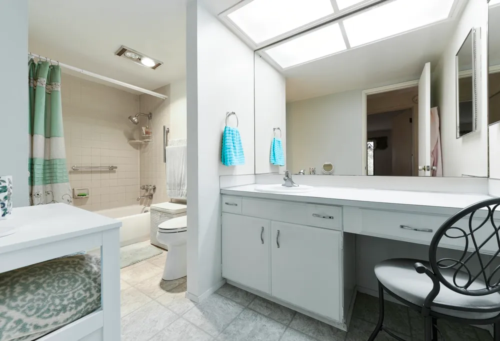 Bathroom remodel timeline showing demolition, rough-in, tile installation and final fixture work