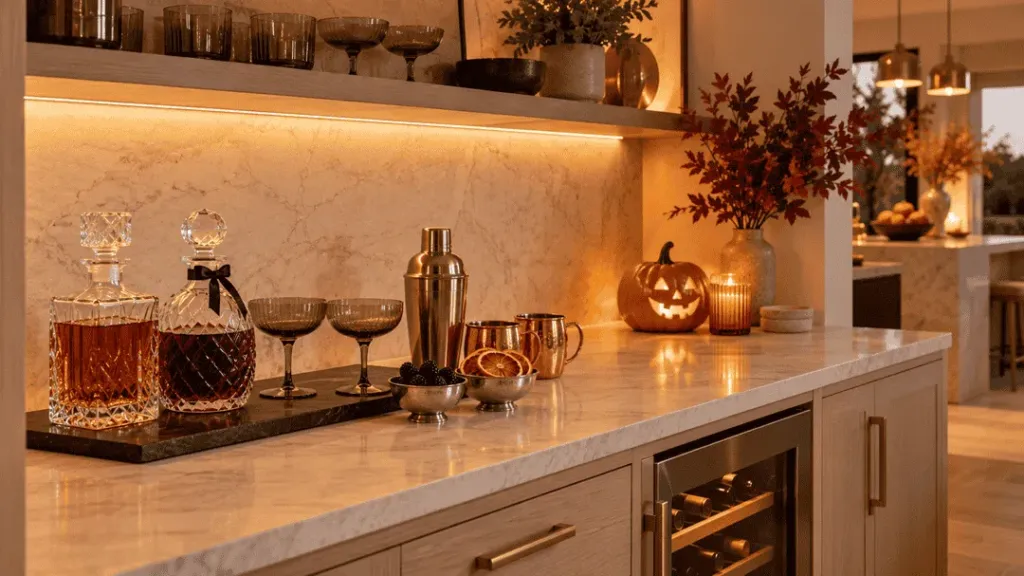 Elegant Halloween potions bar